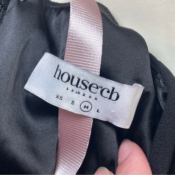 NEW! House of CB- Domenica Foil Long Sleeve Minidress Black Gold Size Medium - Picture 8 of 9